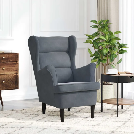 Fauteuil Varenne — Velours · Gris foncé