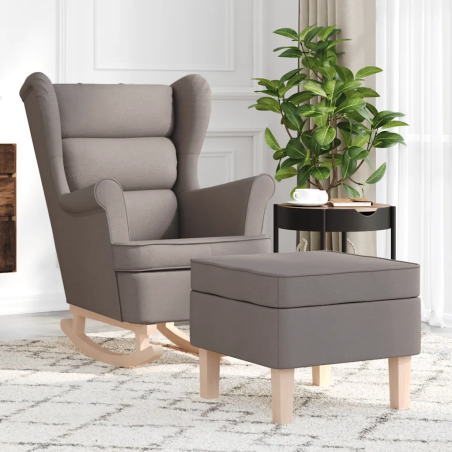 Fauteuil à bascule Tournon avec repose-pied — Tissu · Taupe