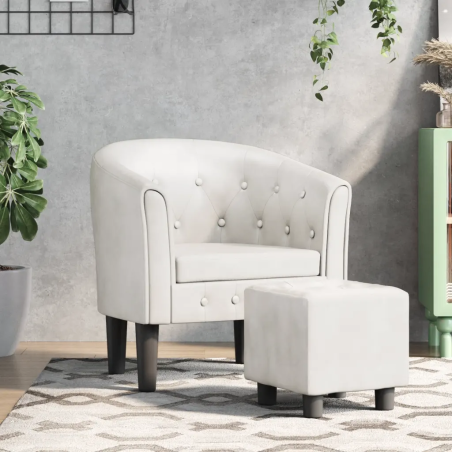 Fauteuil Guénégaud avec repose-pied — Similicuir · Blanc