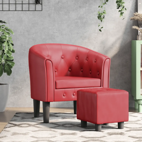 Fauteuil Guénégaud avec repose-pied — Similicuir · Bordeaux