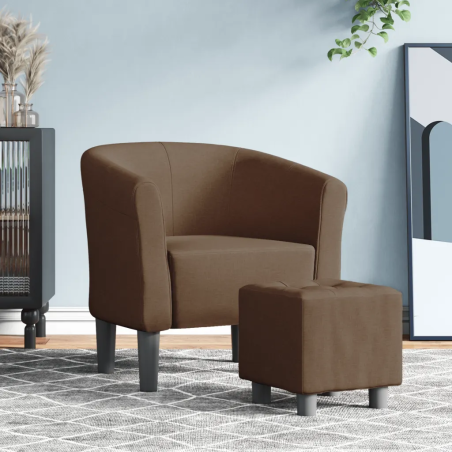 Fauteuil Dauphine avec repose-pied — Tissu · Marron