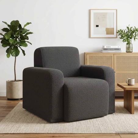 Fauteuil Vavin — Bouclé · Gris foncé