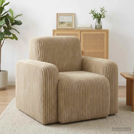 Fauteuil Vavin — Velours côtelé · Taupe