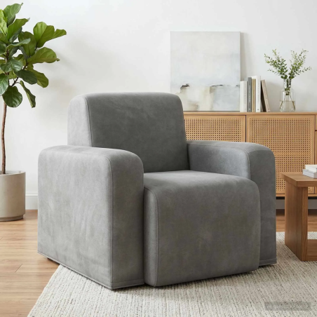 Fauteuil Vavin — Velours · Gris clair