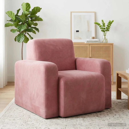 Fauteuil Vavin — Velours · Rose