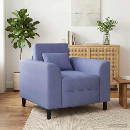 Fauteuil Fleurus — Tissu · Bleu denim