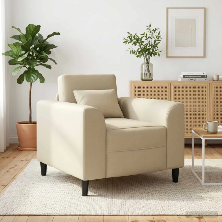 Fauteuil Fleurus — Similicuir · Crème