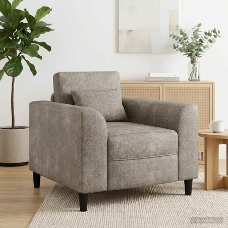 Fauteuil Fleurus — Simili daim · Gris clair