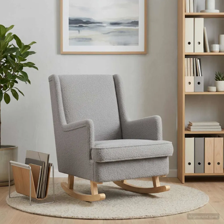 Fauteuil à bascule Bréa — Bouclé · Gris clair