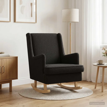 Fauteuil à bascule Bréa — Bouclé · Noir