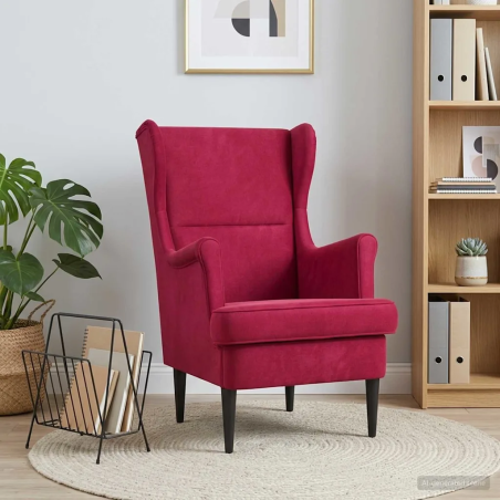 Fauteuil Poitou — Velours · Bordeaux
