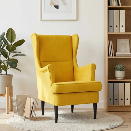 Fauteuil Poitou — Velours · Jaune