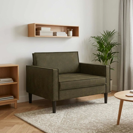 Fauteuil Grenelle XL — Simili daim · Vert armée