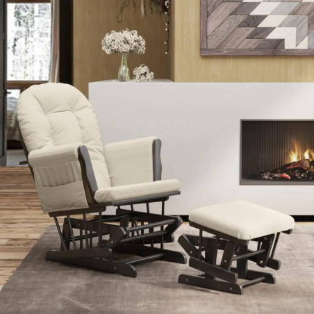 Fauteuil à bascule Cherche-Midi avec repose-pied — Tissu · Blanc