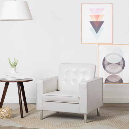 Fauteuil Damrémont — Similicuir · Blanc