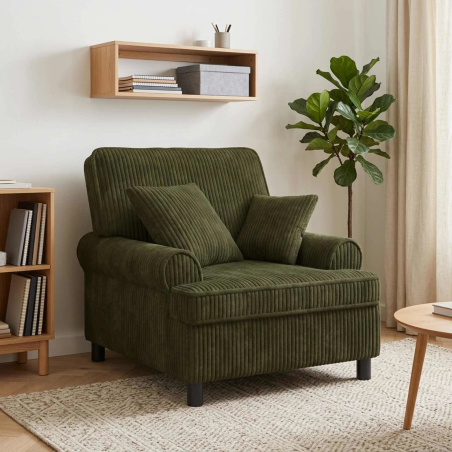 Fauteuil Sévigné XL — Tissu côtelé · Vert