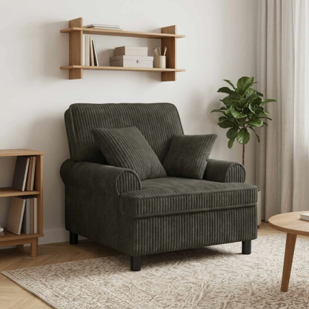 Fauteuil Sévigné XL — Tissu côtelé · Anthracite
