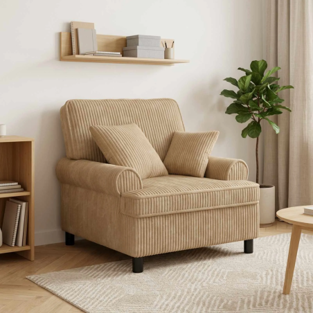 Fauteuil Sévigné XL — Tissu côtelé · Taupe