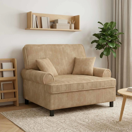 Fauteuil Sévigné XXL — Tissu côtelé · Beige