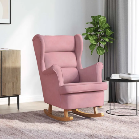 Fauteuil à bascule Tournon — Velours · Rose