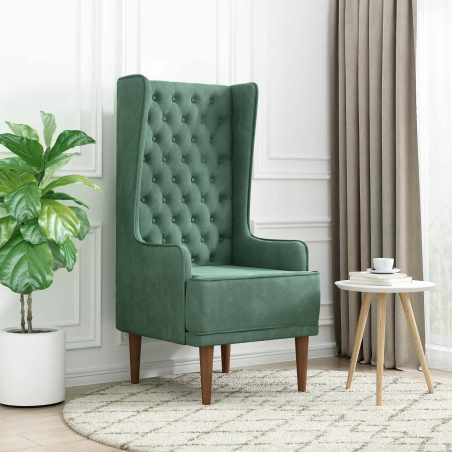 Fauteuil Turenne — Velours · Vert mer