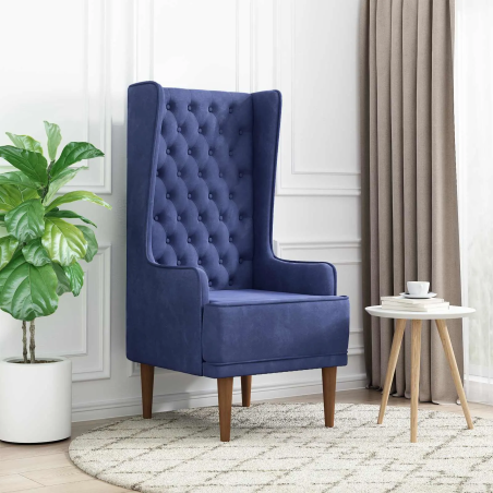 Fauteuil Turenne — Velours · Bleu police