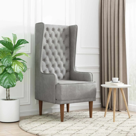 Fauteuil Turenne — Velours · Gris clair