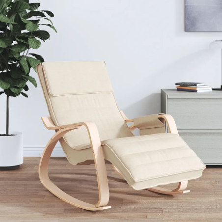 Fauteuil à bascule Vivienne bois clair — Tissu · Crème