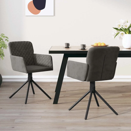 Chaises pivotantes Clinton — Velours · Gris foncé