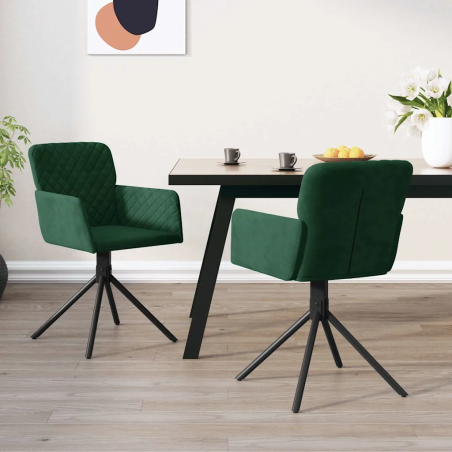 Chaises pivotantes Clinton — Velours · Vert foncé