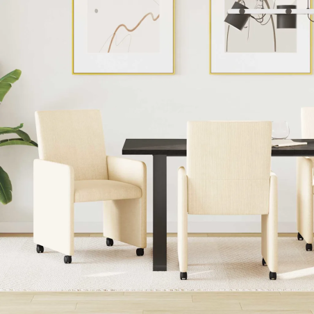 Chaises à roulettes Vestry — Velours côtelé · Crème