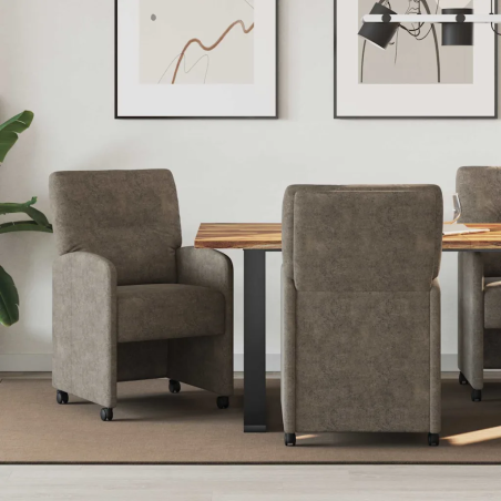 Chaises à roulettes Collister — Simili daim · Gris foncé