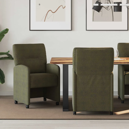 Chaises à roulettes Collister — Simili daim · Vert armée