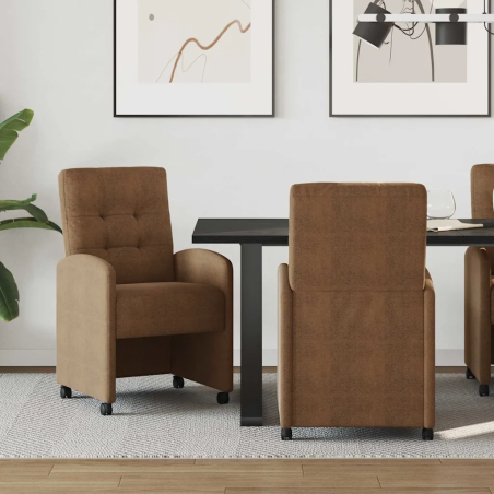 Chaises à roulettes Hubert — Simili daim · Marron