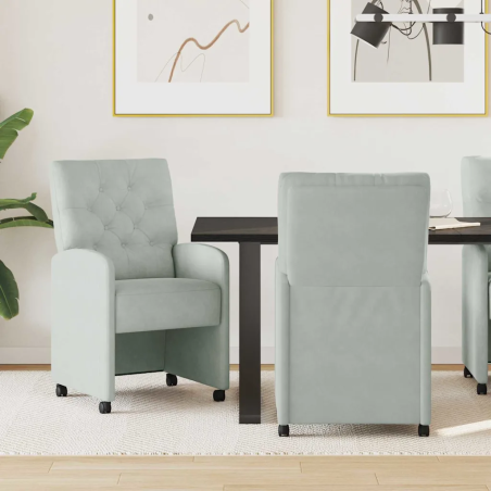 Chaises à roulettes Hubert — Velours · Gris clair