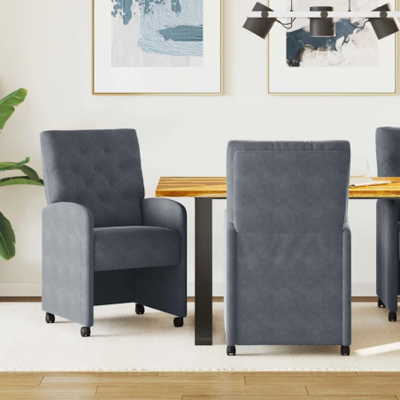 Chaises à roulettes Hubert — Velours · Gris foncé