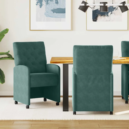 Chaises à roulettes Hubert — Velours · Vert foncé
