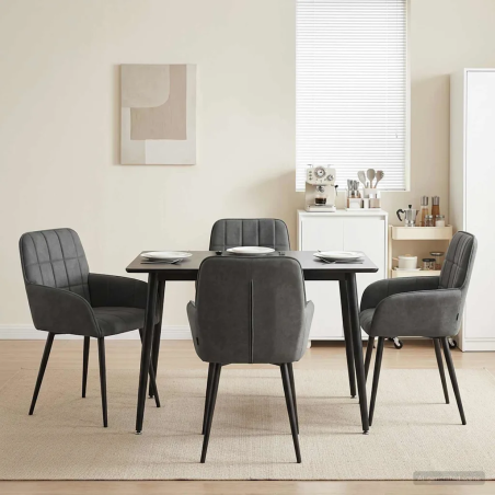 Chaises Hester — Velours · Gris foncé