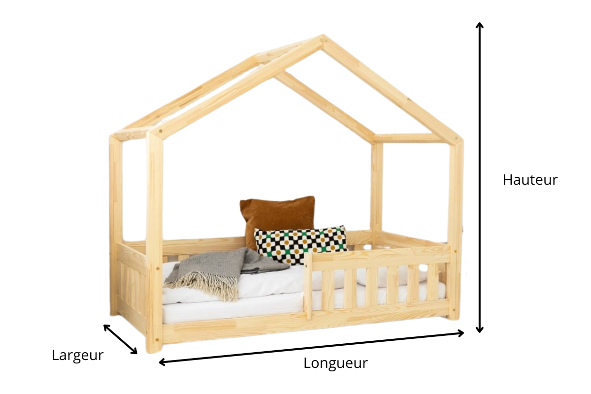 Schéma du lit cabane en bois ISAURE