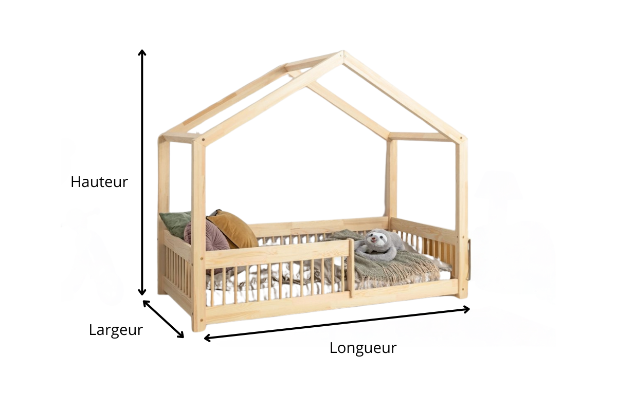 Schéma du lit cabane en bois LIOR