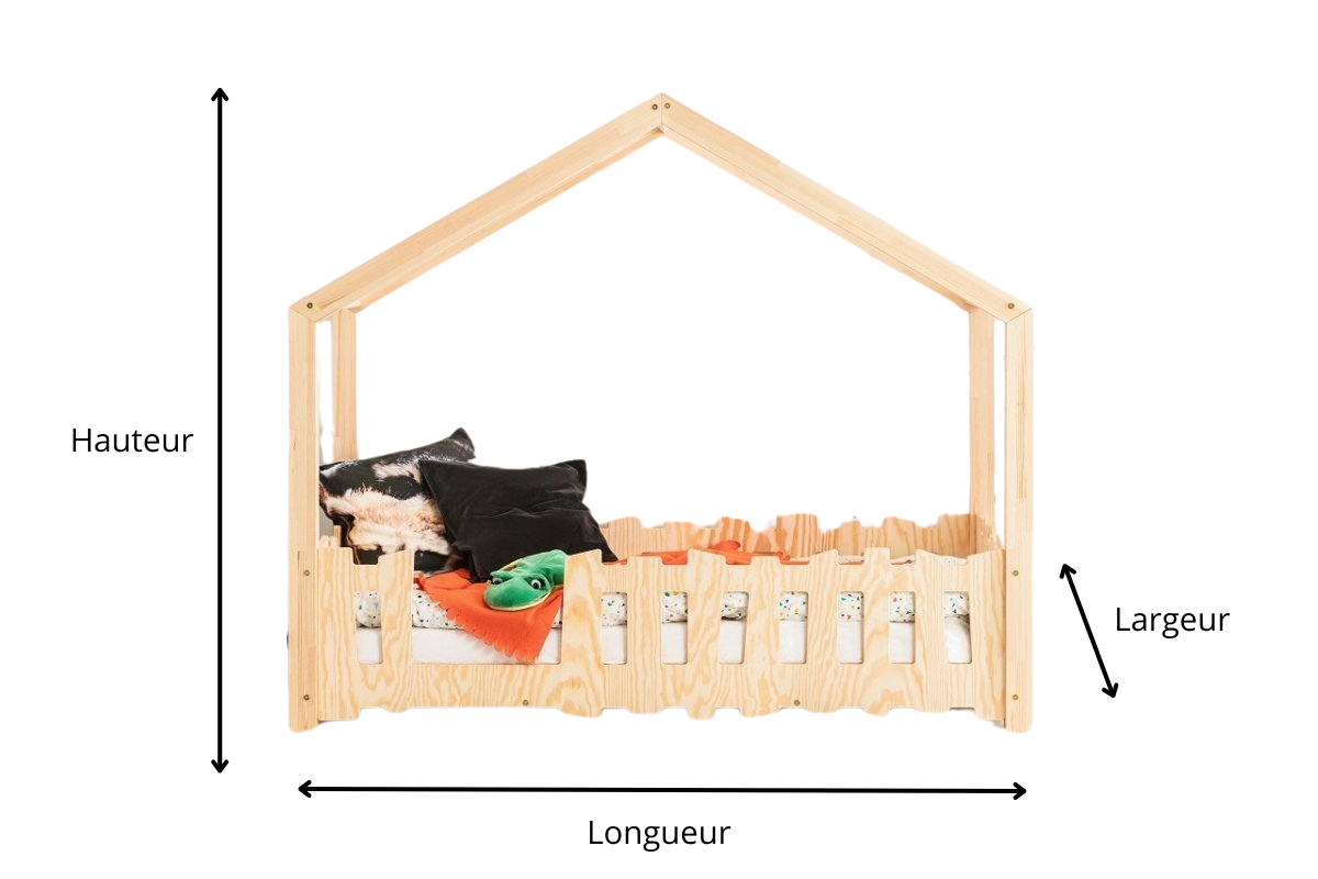 Schéma du lit cabane en bois NINA